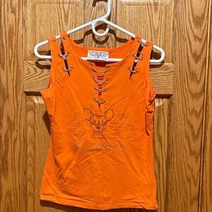 Harley-Davidson Orange Lace-Up Tank Top